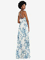 Rear View Thumbnail - Cottage Rose Dusk Blue Scoop Neck Convertible Tie-Strap Maxi Dress with Front Slit