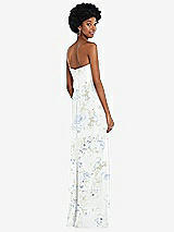 Rear View Thumbnail - Bleu Garden Strapless Sweetheart Maxi Dress with Pleated Front Slit 