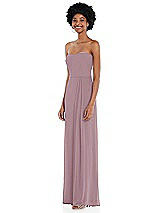 Side View Thumbnail - Dusty Rose Strapless Sweetheart Maxi Dress with Pleated Front Slit