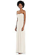 Side View Thumbnail - Ivory Strapless Sweetheart Maxi Dress with Pleated Front Slit 