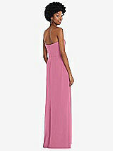 Rear View Thumbnail - Orchid Pink Strapless Sweetheart Maxi Dress with Pleated Front Slit 