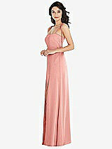 Side View Thumbnail - Rose Skinny Tie-Shoulder Satin Maxi Dress with Front Slit