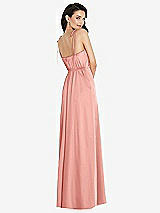 Rear View Thumbnail - Rose Skinny Tie-Shoulder Satin Maxi Dress with Front Slit