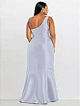 Alt View 2 Thumbnail - Silver Dove Draped One-Shoulder Satin Trumpet Gown with Front Slit