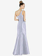 Rear View Thumbnail - Silver Dove Draped One-Shoulder Satin Trumpet Gown with Front Slit