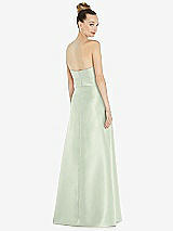 Rear View Thumbnail - Mint Green Basque-Neck Strapless Satin Gown with Mini Sash