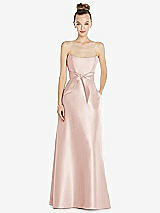 Front View Thumbnail - Blush Basque-Neck Strapless Satin Gown with Mini Sash