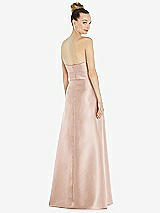 Rear View Thumbnail - Cameo Basque-Neck Strapless Satin Gown with Mini Sash