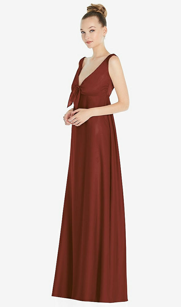 Front View - Auburn Moon Convertible Strap Empire Waist Satin Maxi Dress