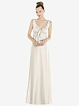 Alt View 1 Thumbnail - Ivory Convertible Strap Empire Waist Satin Maxi Dress