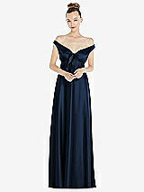 Alt View 2 Thumbnail - Midnight Navy Convertible Strap Empire Waist Satin Maxi Dress