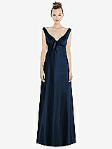 Side View Thumbnail - Midnight Navy Convertible Strap Empire Waist Satin Maxi Dress