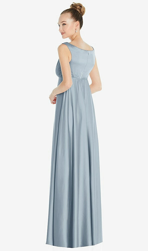 Back View - Mist Convertible Strap Empire Waist Satin Maxi Dress