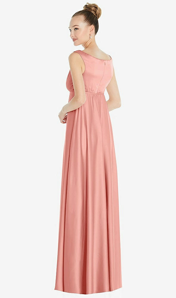 Back View - Rose Convertible Strap Empire Waist Satin Maxi Dress