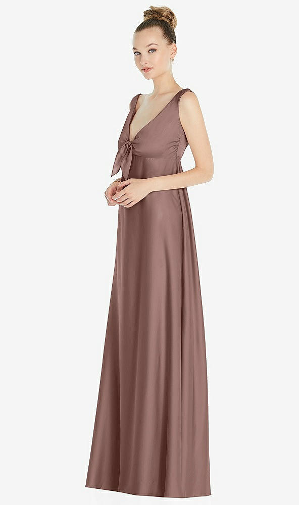 Front View - Sienna Convertible Strap Empire Waist Satin Maxi Dress