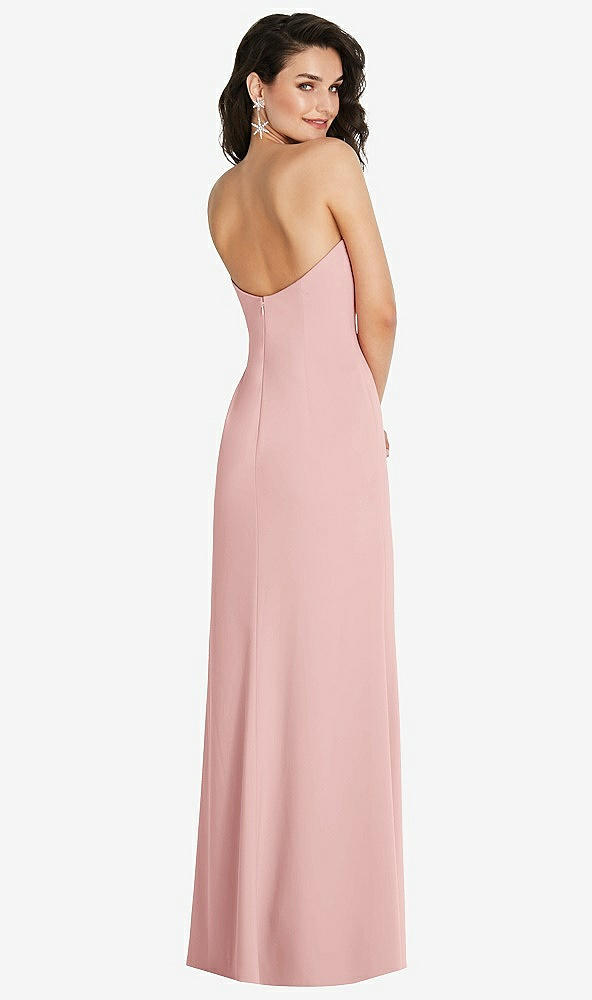 Back View - Rose Strapless Scoop Back Maxi Dress with Front Slit