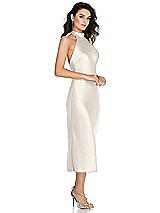 Side View Thumbnail - Ivory Scarf Tie High-Neck Halter Midi Slip Dress
