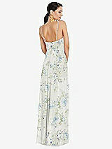 Rear View Thumbnail - Bleu Garden Adjustable Strap Wrap Bodice Maxi Dress with Front Slit 