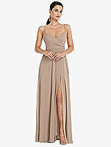 Front View Thumbnail - Topaz Adjustable Strap Wrap Bodice Maxi Dress with Front Slit