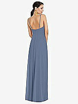Rear View Thumbnail - Larkspur Blue Adjustable Strap Wrap Bodice Maxi Dress with Front Slit