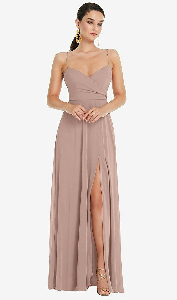 Front View - Neu Nude Adjustable Strap Wrap Bodice Maxi Dress with Front Slit