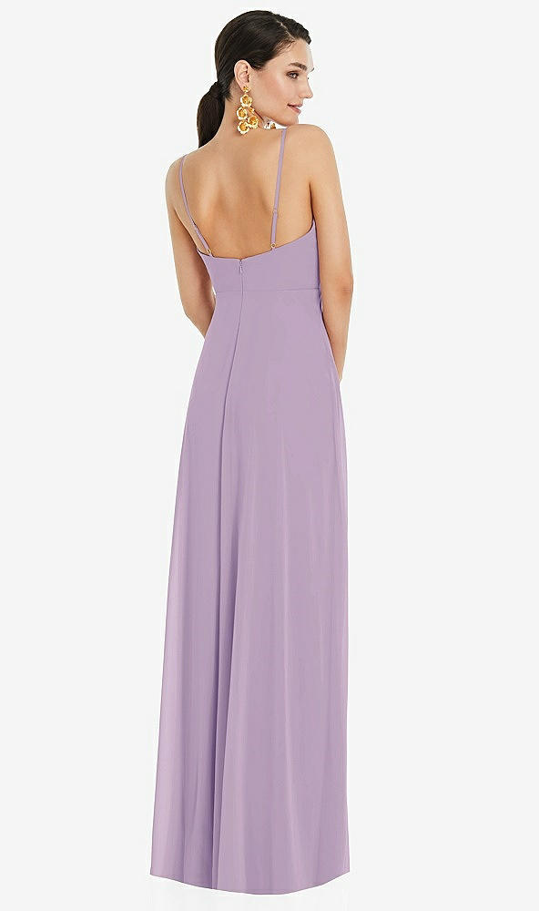 Back View - Pale Purple Adjustable Strap Wrap Bodice Maxi Dress with Front Slit