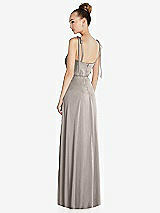 Rear View Thumbnail - Taupe Tie Shoulder A-Line Maxi Dress
