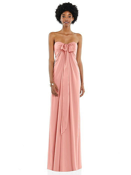 Draped Satin Grecian Column Gown with Convertible Straps