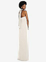 Alt View 1 Thumbnail - Ivory Draped Satin Grecian Column Gown with Convertible Straps