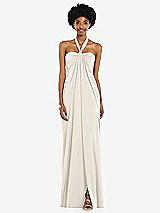 Alt View 4 Thumbnail - Ivory Draped Satin Grecian Column Gown with Convertible Straps