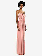 Alt View 5 Thumbnail - Rose Draped Satin Grecian Column Gown with Convertible Straps