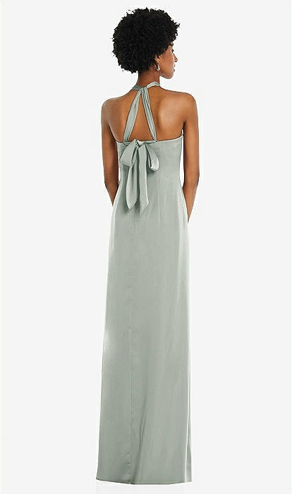 Draped Satin Grecian Column Bridesmaid Dress With Convertible