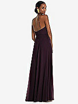 Rear View Thumbnail - Deep Plum Diamond Halter Maxi Dress with Adjustable Straps