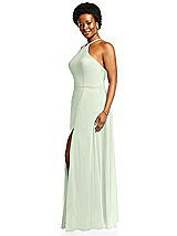 Alt View 2 Thumbnail - Mint Green Diamond Halter Maxi Dress with Adjustable Straps