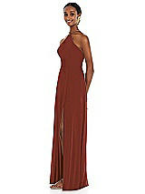 Side View Thumbnail - Auburn Moon Diamond Halter Maxi Dress with Adjustable Straps