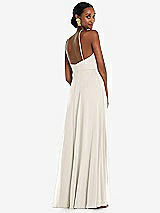 Rear View Thumbnail - Ivory Diamond Halter Maxi Dress with Adjustable Straps