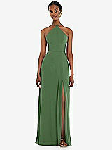 Front View Thumbnail - Vineyard Green Diamond Halter Maxi Dress with Adjustable Straps