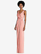 Alt View 2 Thumbnail - Rose Faux Wrap Whisper Satin Maxi Dress with Draped Tulip Skirt