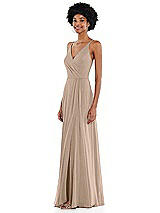 Side View Thumbnail - Topaz Faux Wrap Criss Cross Back Maxi Dress with Adjustable Straps