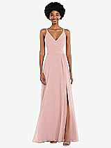 Front View Thumbnail - Rose Faux Wrap Criss Cross Back Maxi Dress with Adjustable Straps