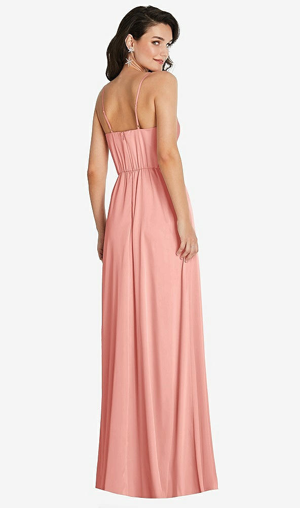 Back View - Rose Cowl-Neck A-Line Maxi Dress with Adjustable Straps