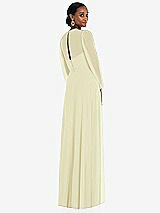 Rear View Thumbnail - Butter Yellow Strapless Chiffon Maxi Dress with Puff Sleeve Blouson Overlay