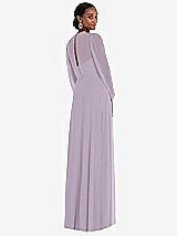 Rear View Thumbnail - Lilac Haze Strapless Chiffon Maxi Dress with Puff Sleeve Blouson Overlay
