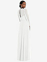 Rear View Thumbnail - White Strapless Chiffon Maxi Dress with Puff Sleeve Blouson Overlay