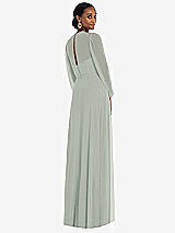 Rear View Thumbnail - Willow Green Strapless Chiffon Maxi Dress with Puff Sleeve Blouson Overlay
