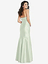 Rear View Thumbnail - Mint Green Bow Cuff Strapless Princess Waist Trumpet Gown