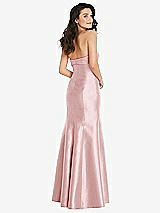 Rear View Thumbnail - Ballet Pink Bow Cuff Strapless Princess Waist Trumpet Gown