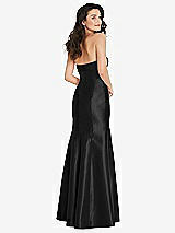 Rear View Thumbnail - Black Bow Cuff Strapless Princess Waist Trumpet Gown