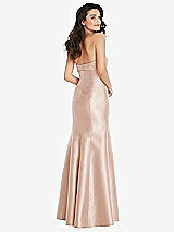 Rear View Thumbnail - Cameo Bow Cuff Strapless Princess Waist Trumpet Gown