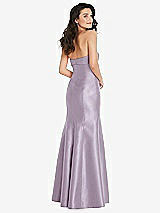 Rear View Thumbnail - Lilac Haze Bow Cuff Strapless Princess Waist Trumpet Gown